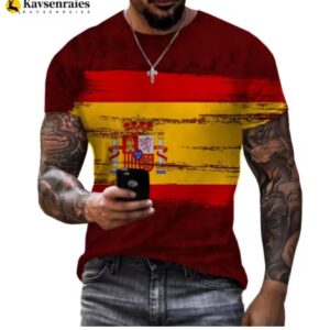 Camiseta con Bandera de España y Emblema Nacional, Impresión 3D, Ropa Urbana de Talla Grande para Hombres y Mujeres, Moda Casual Estilo Hip Hop.